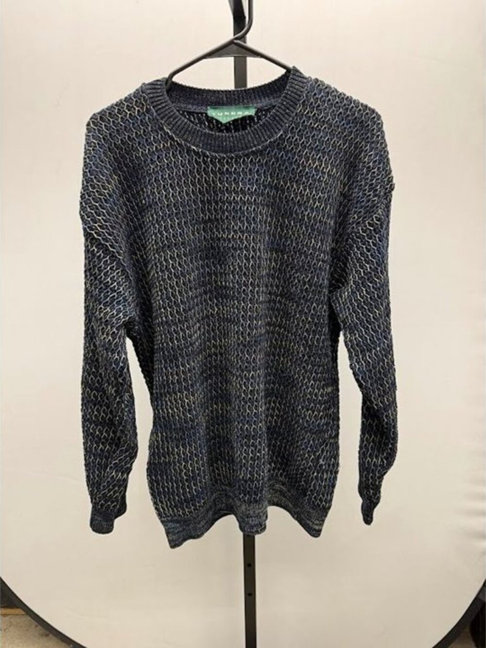 Tundra Canada Vintage Blue Patterned Knit Crewneck Sweater